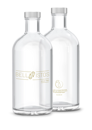 Twee BRITA Lounge-flessen met zilveren deksels op een witte achtergrond, voorzien van de logo’s van klanten.