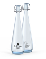 Twee doorzichtige BRITA Swing-flessen met het logo van de klant.